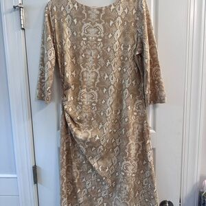 J. McLaughlin Beige Snake Print Long Sleeve Dress